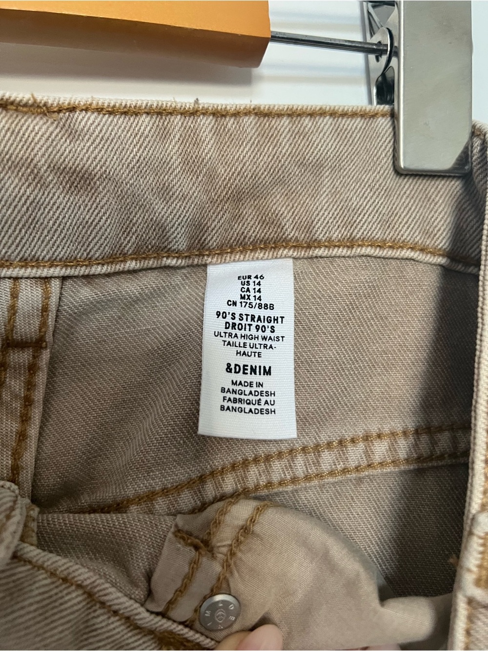 H&M women’s 90’s light Brown Straight-Leg Pants - Picture 6 of 8